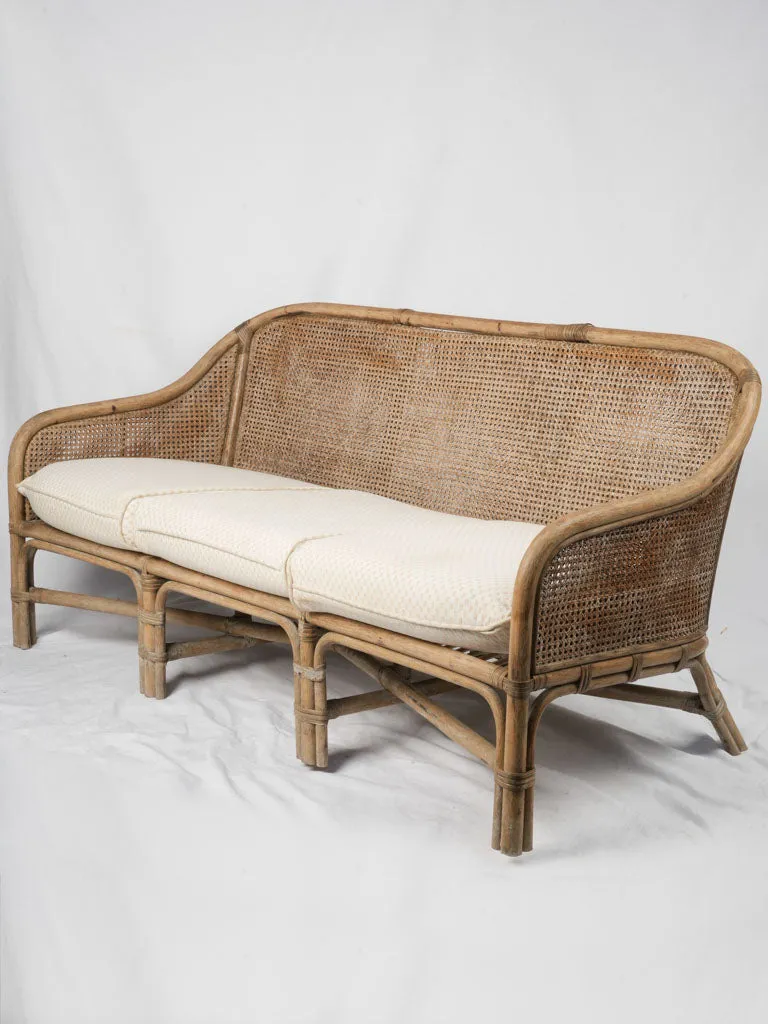 1970s French Cane & Wicker Settee - 3 seat