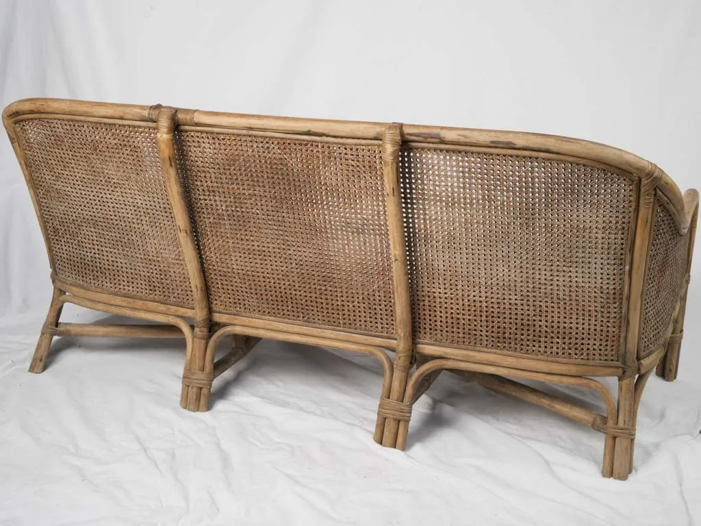 1970s French Cane & Wicker Settee - 3 seat