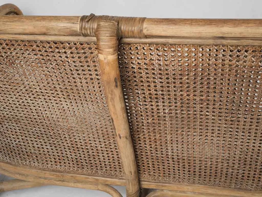 1970s French Cane & Wicker Settee - 3 seat