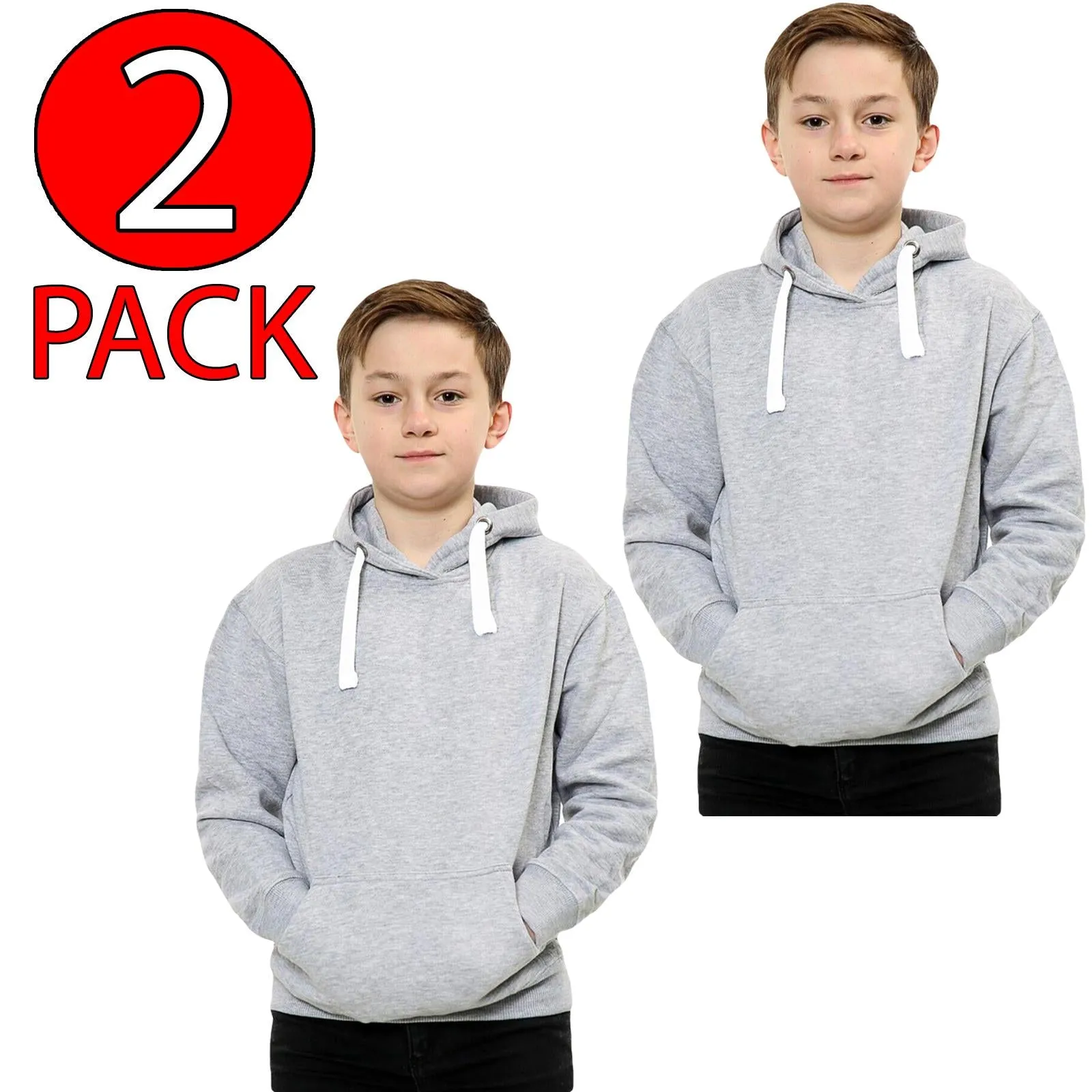 2 Pack Kids Pullover Pocket Detail Hoodie