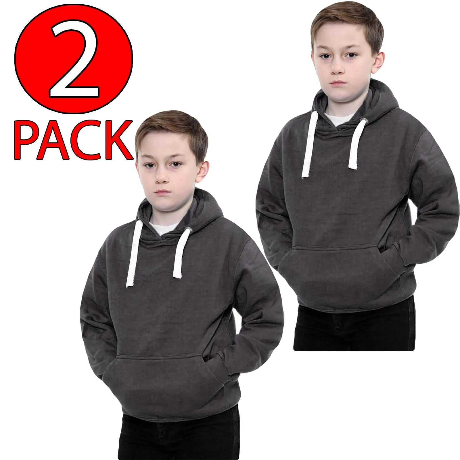 2 Pack Kids Pullover Pocket Detail Hoodie