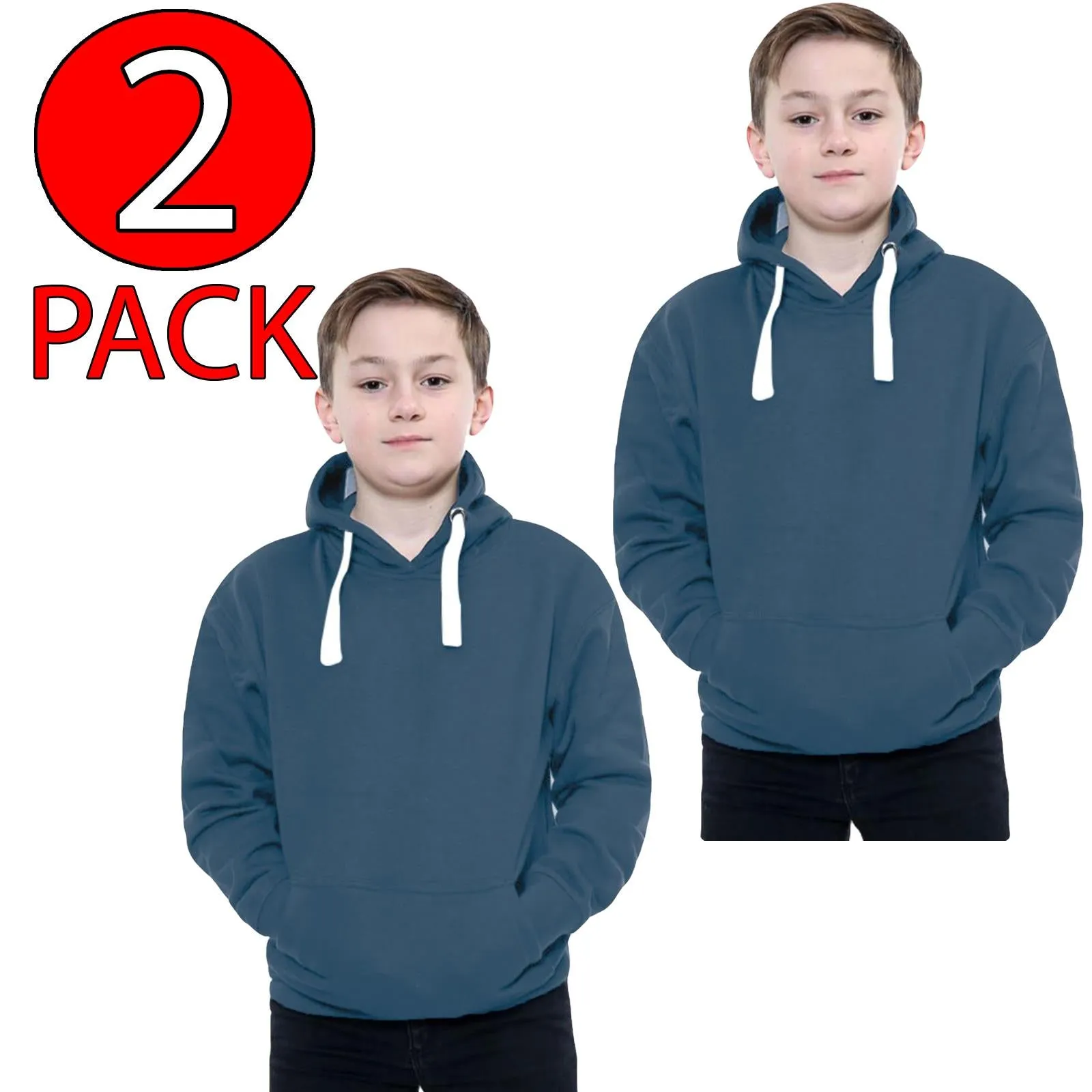 2 Pack Kids Pullover Pocket Detail Hoodie