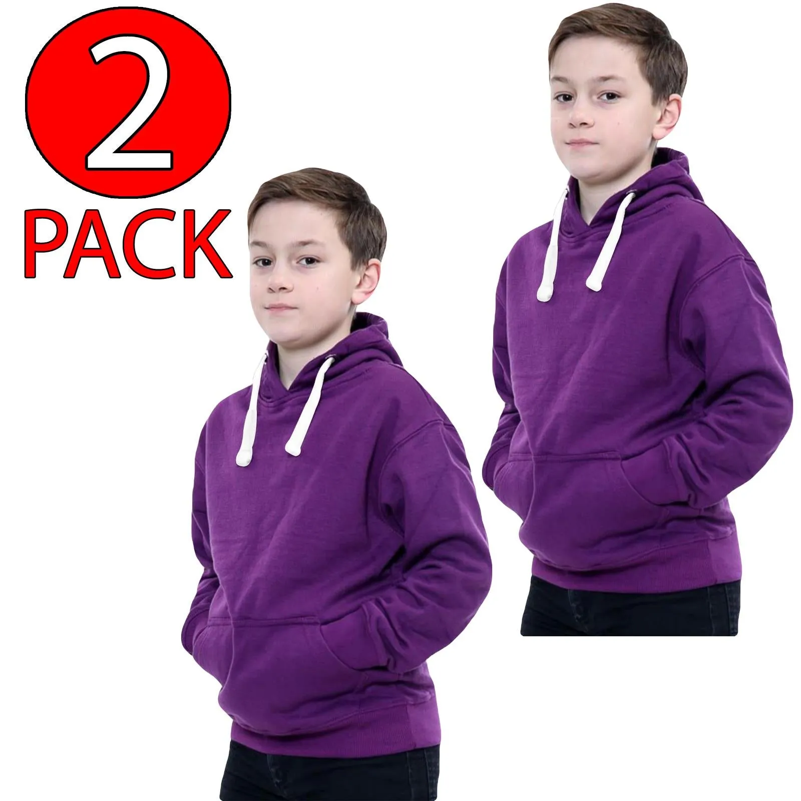 2 Pack Kids Pullover Pocket Detail Hoodie