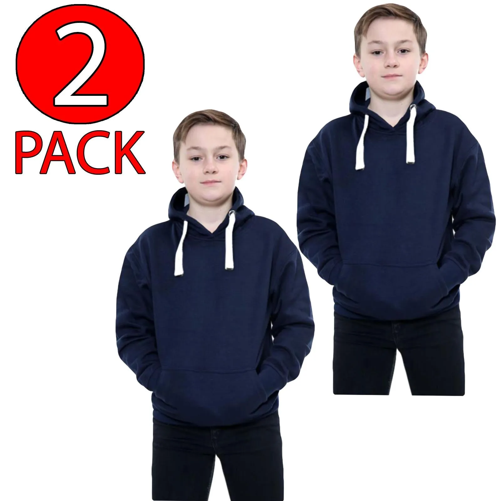 2 Pack Kids Pullover Pocket Detail Hoodie