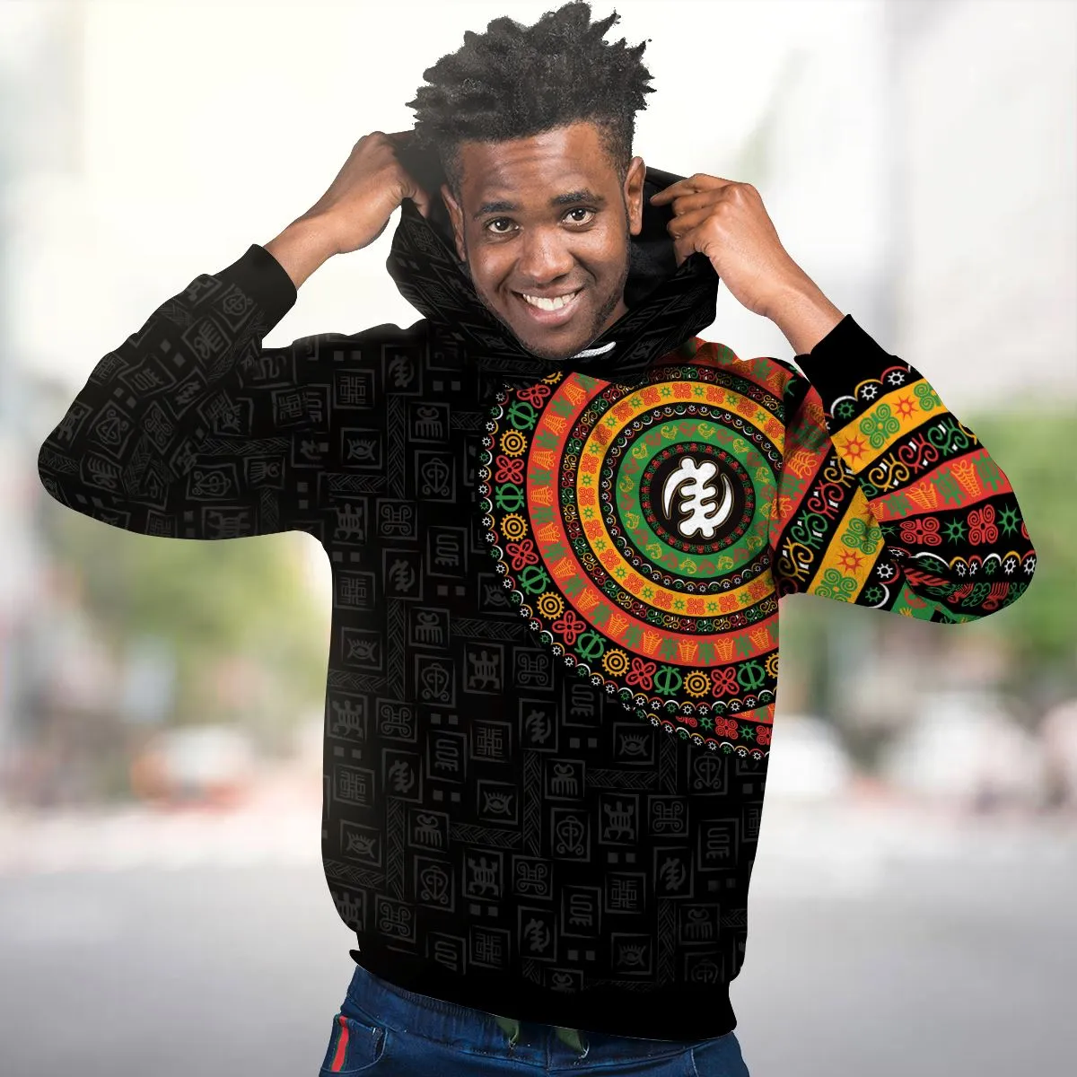 Adinkra Symbols Print Sleeve Premium Hoodie