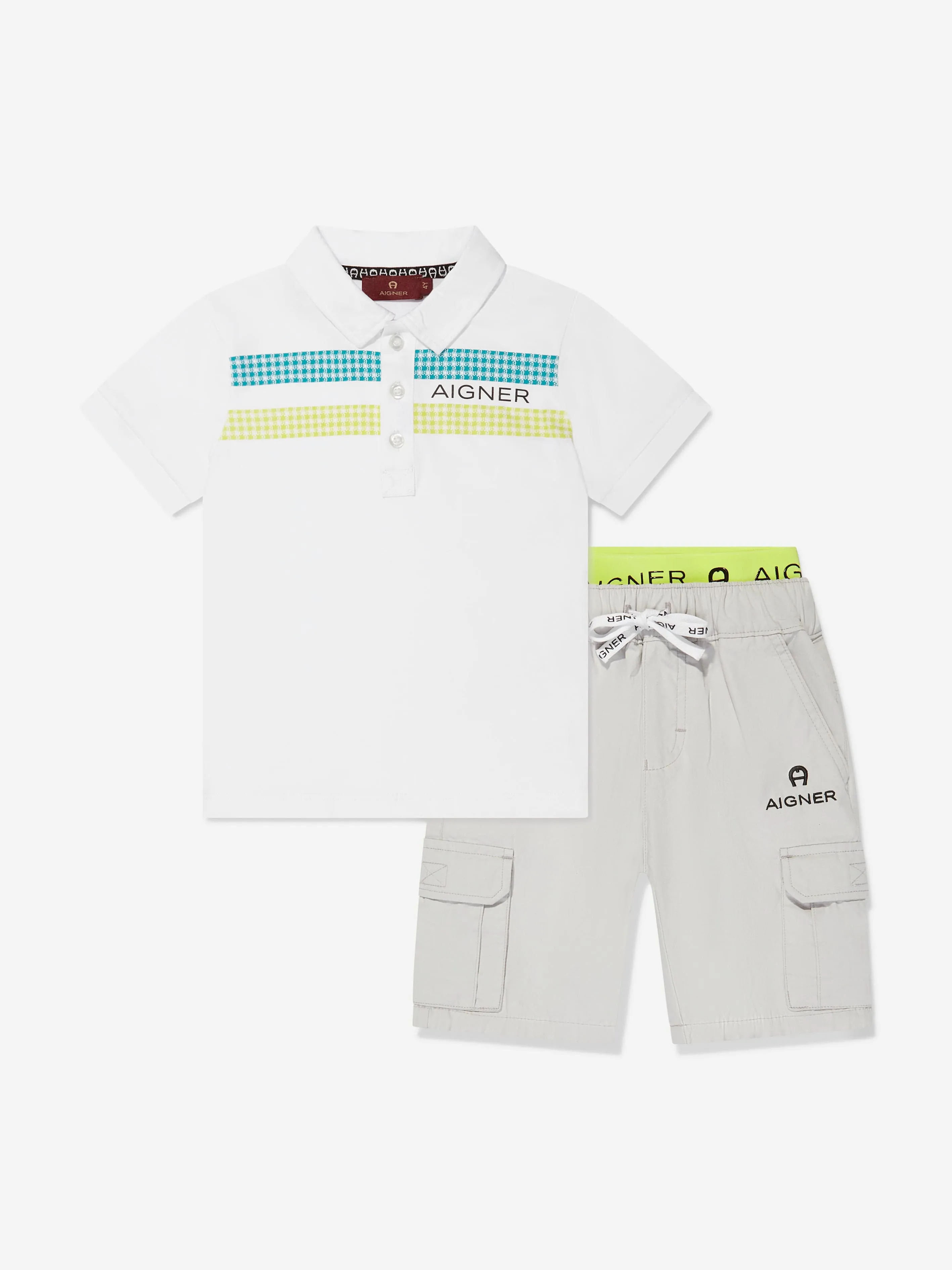 Aigner Boys Polo Shirt And Shorts Set in White