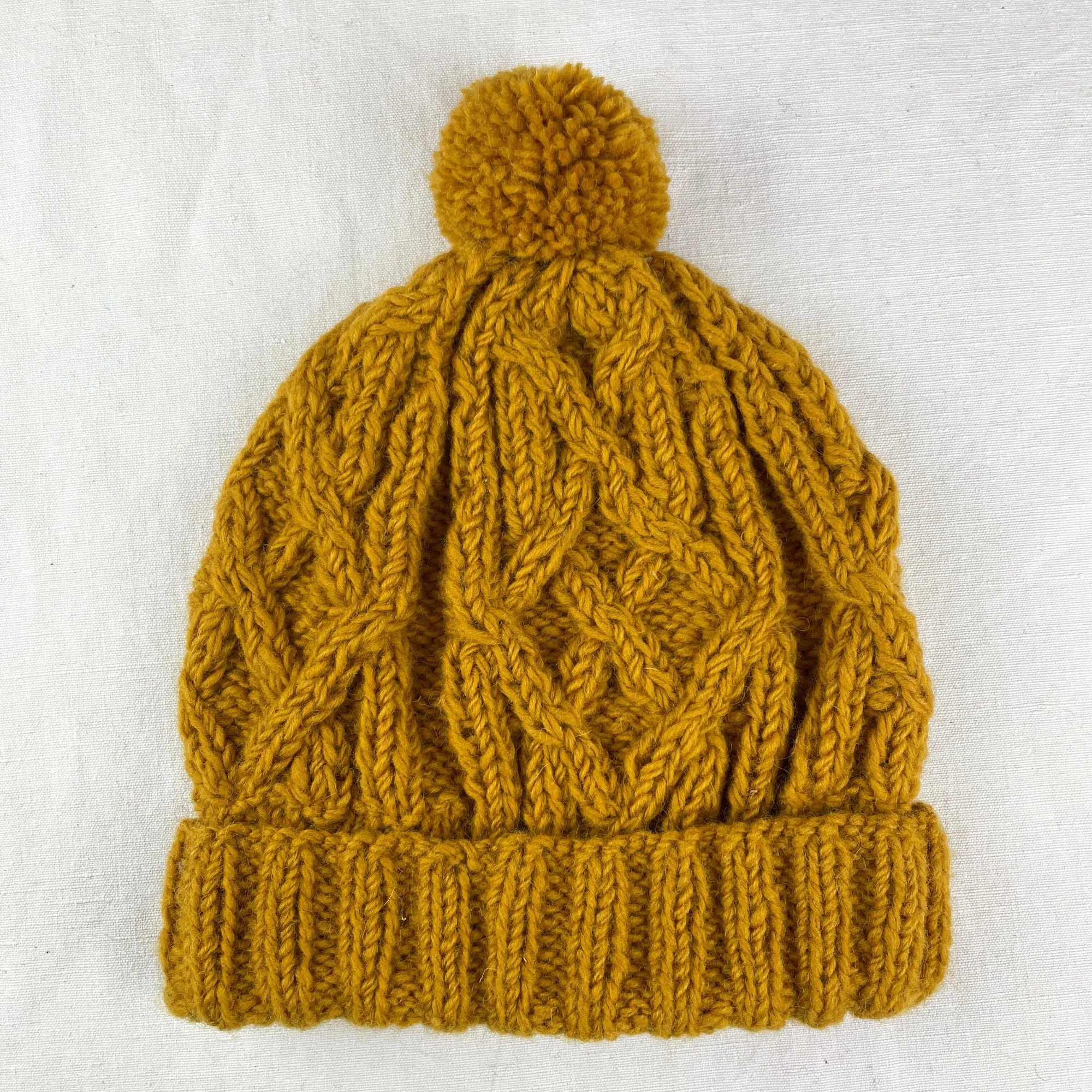 AJAY Unisex Cosy Cable Knit Wool Bobble Hat