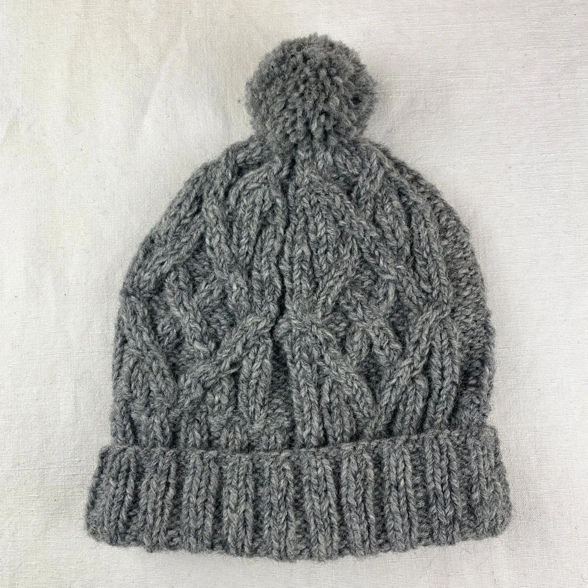 AJAY Unisex Cosy Cable Knit Wool Bobble Hat