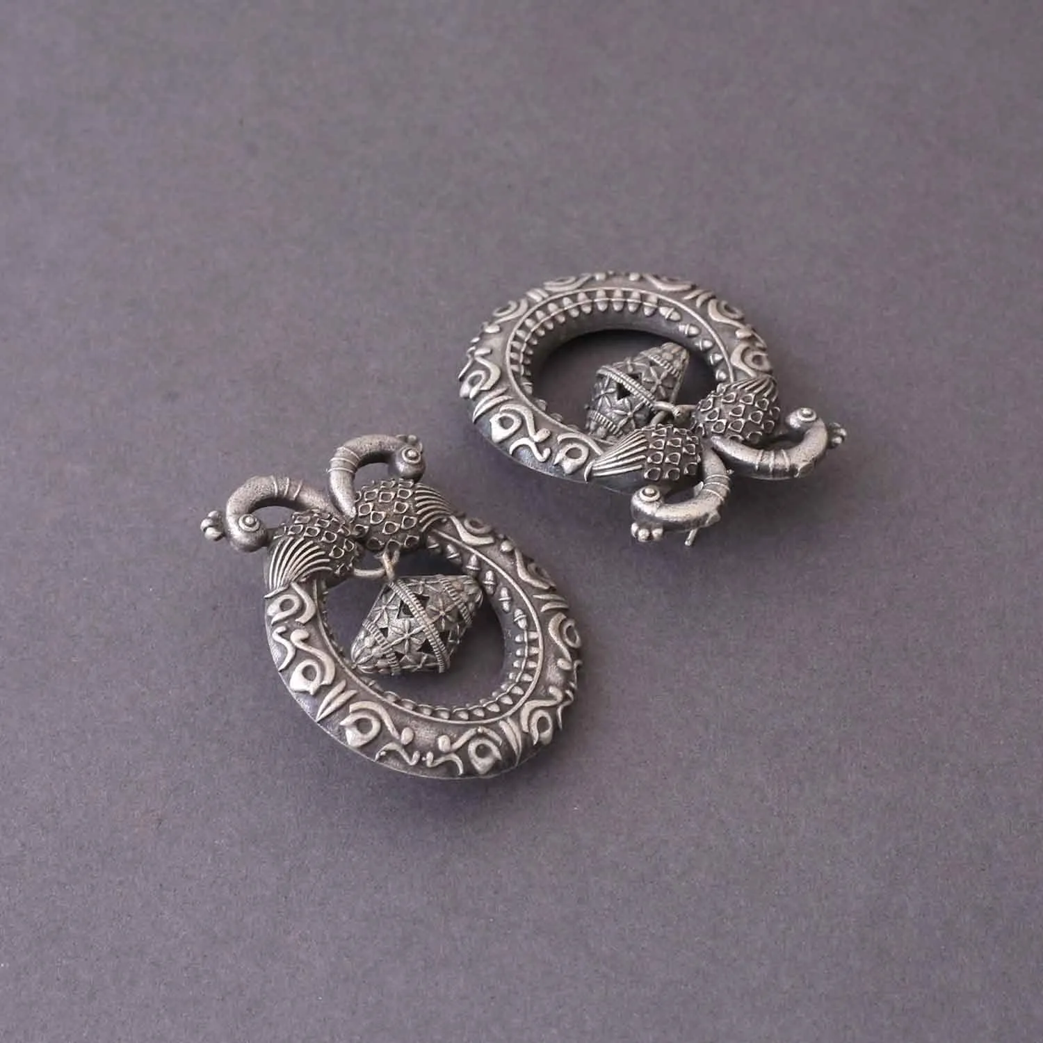 Antique Mayamma Oxidised Studs