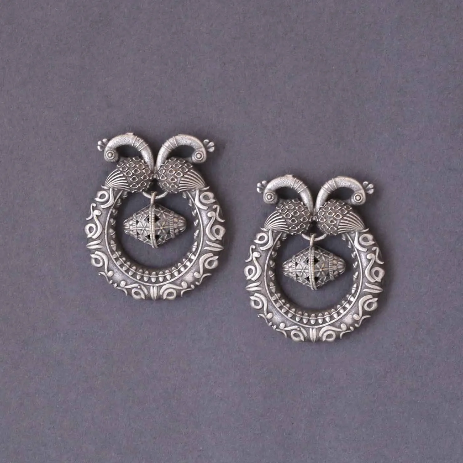 Antique Mayamma Oxidised Studs