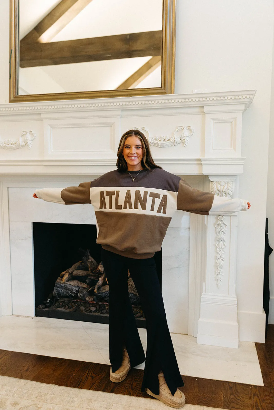 Atlanta Colorblock Sweatshirt - Charcoal/Brown