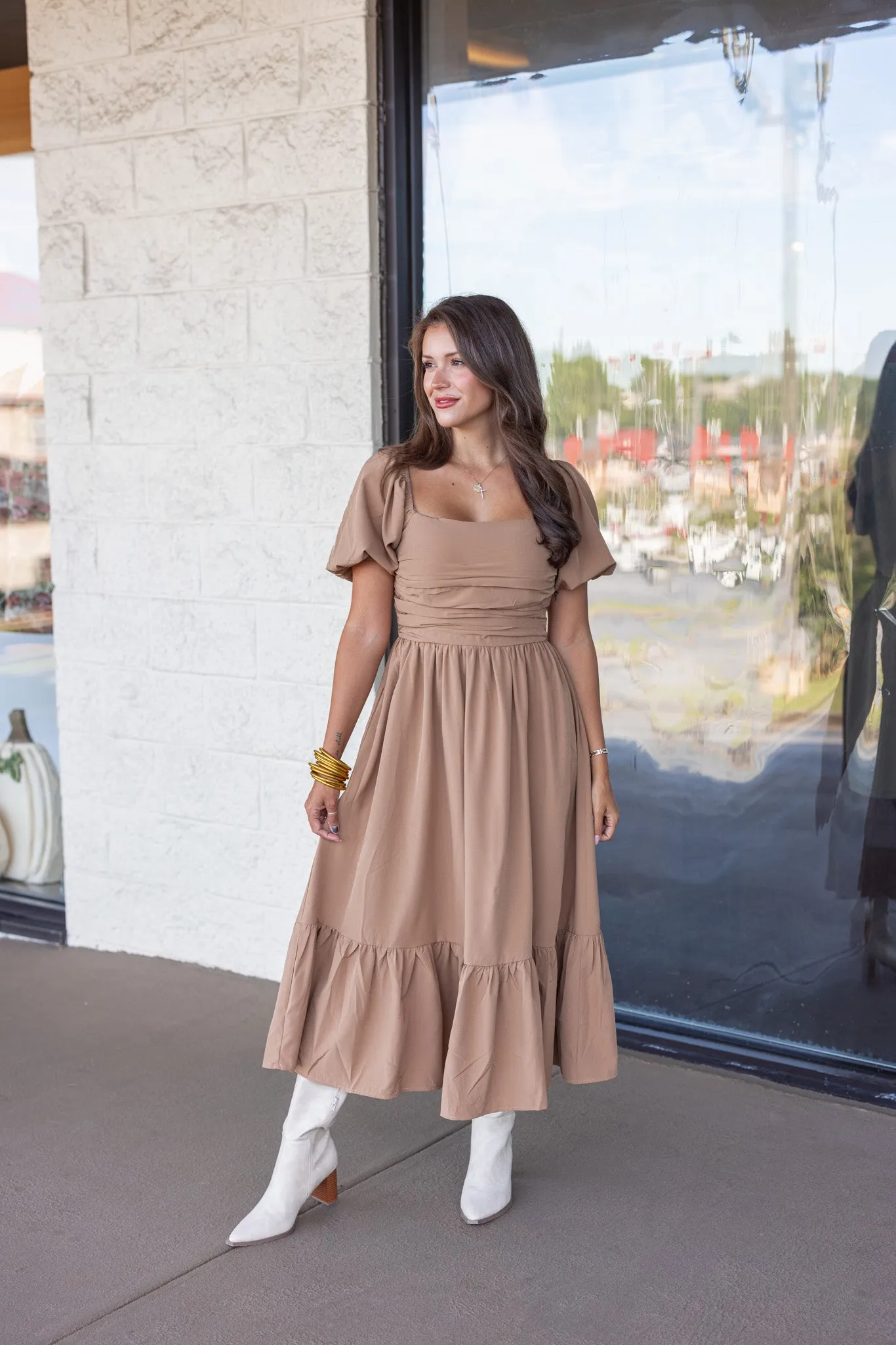 Autumn Story Mocha Midi Dress