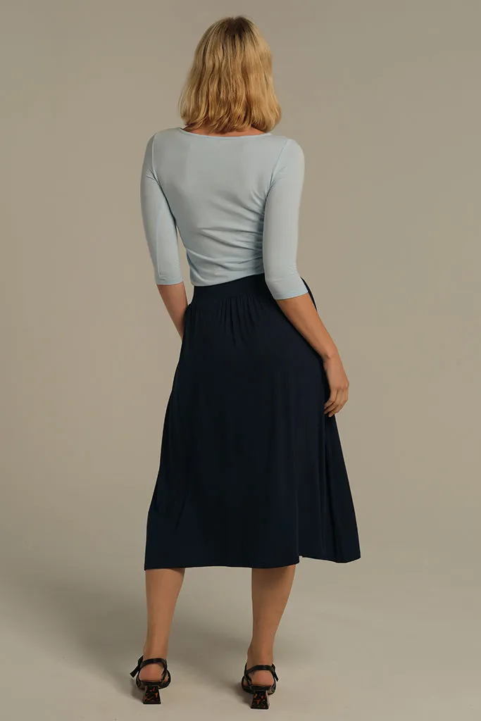 Bamboo Midi Skirt - Dark Navy