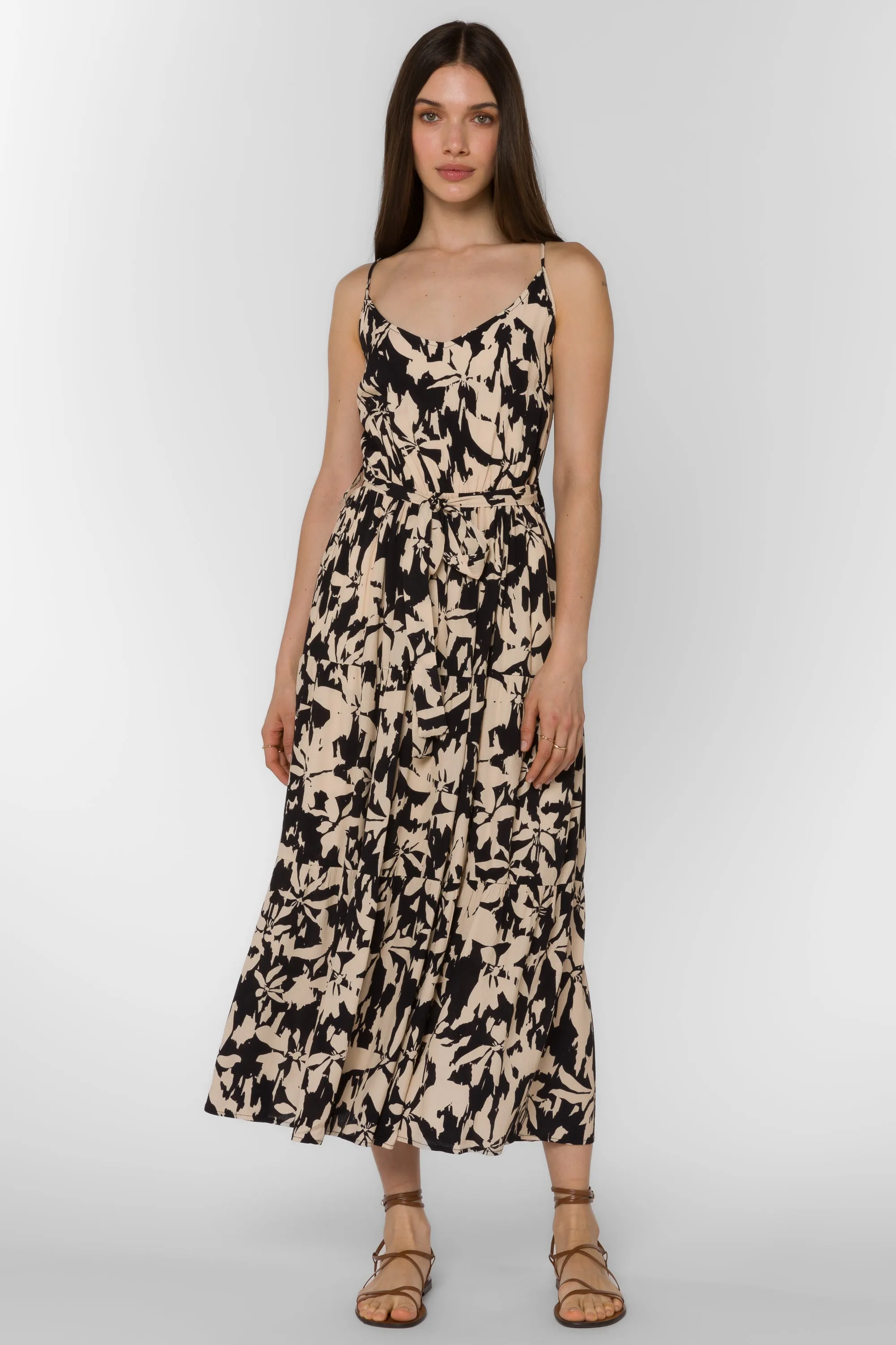 Barbados Black Cream Floral Dress