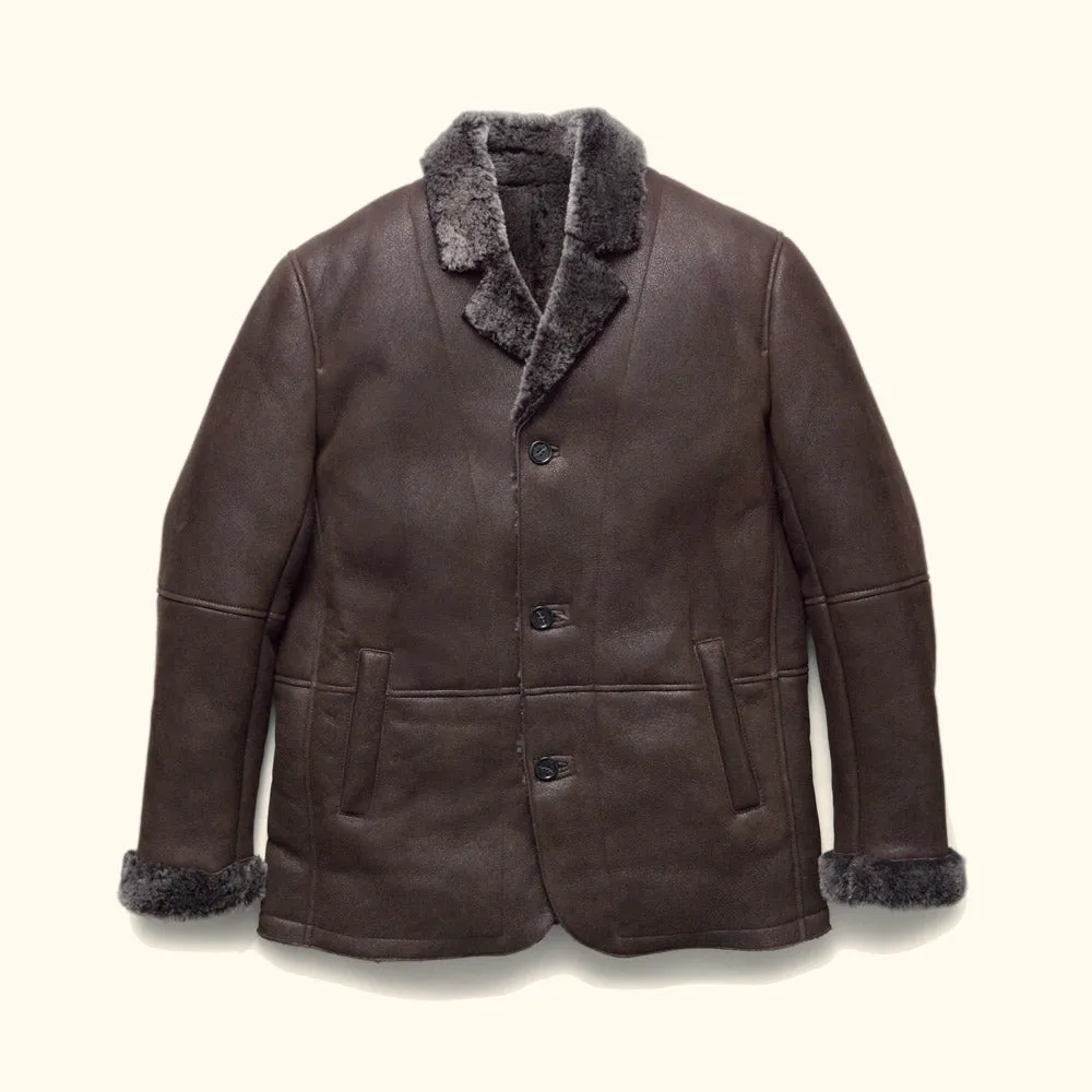 Big Sky Shearling Leather Blazer | Espresso Brown