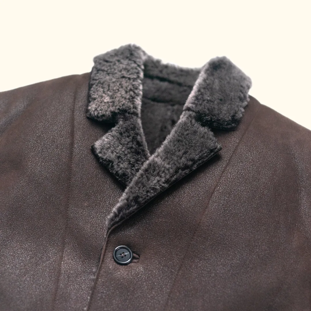 Big Sky Shearling Leather Blazer | Espresso Brown