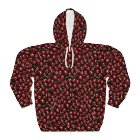 Black and Cherry Unisex Pullover Hoodie (AOP)