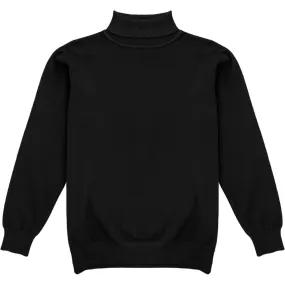 Black Mens Long Sleeve Knit Turtleneck Sweater