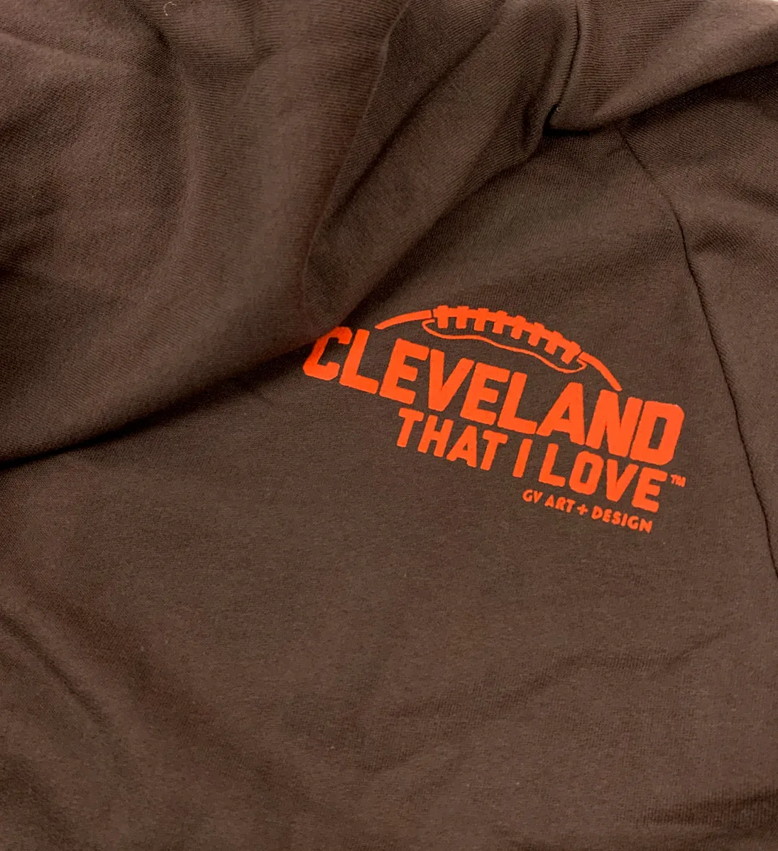 Brown Cleveland Football Stripes Hooded Sweatshirt