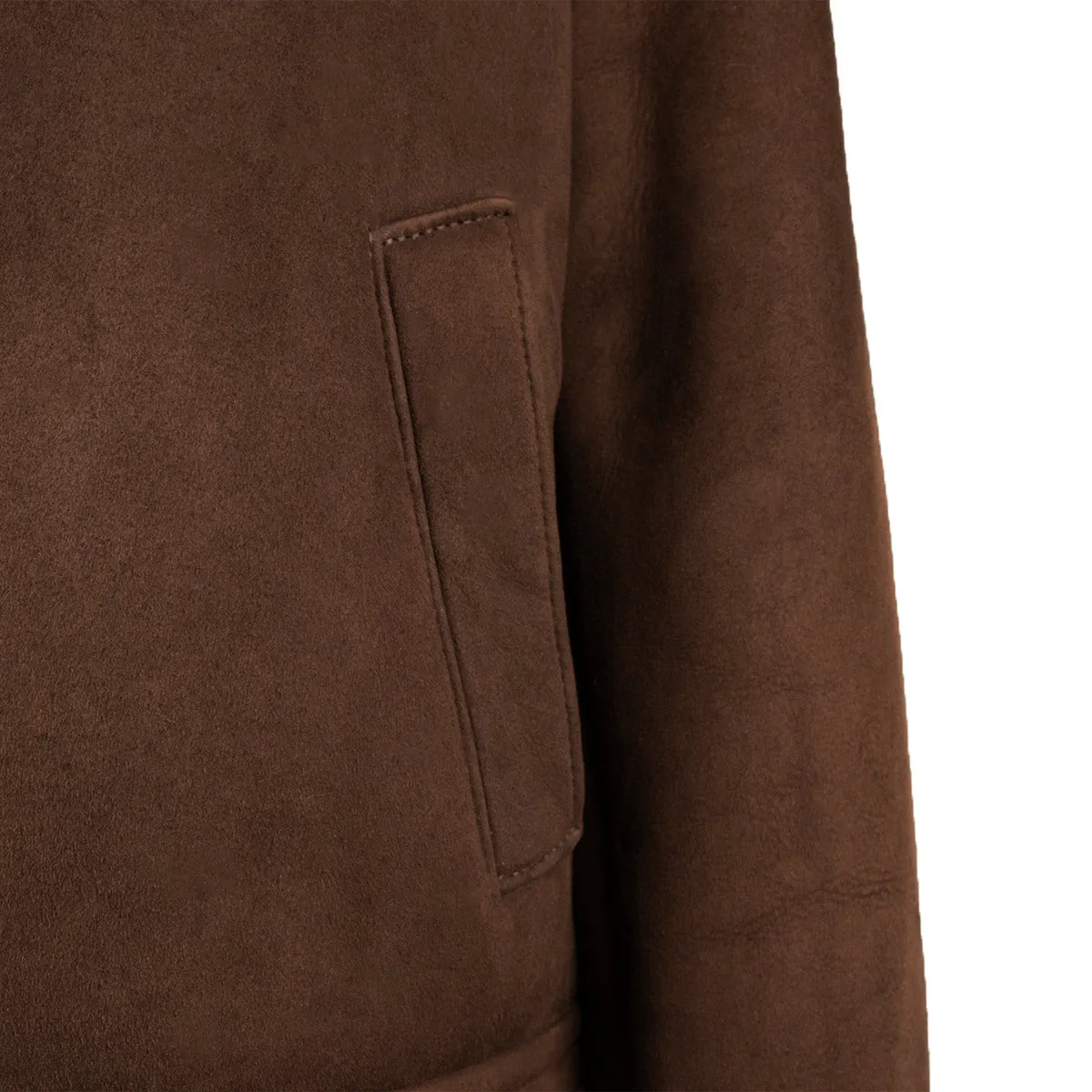 Brown Suede Shearling-lined Bomber Jacket