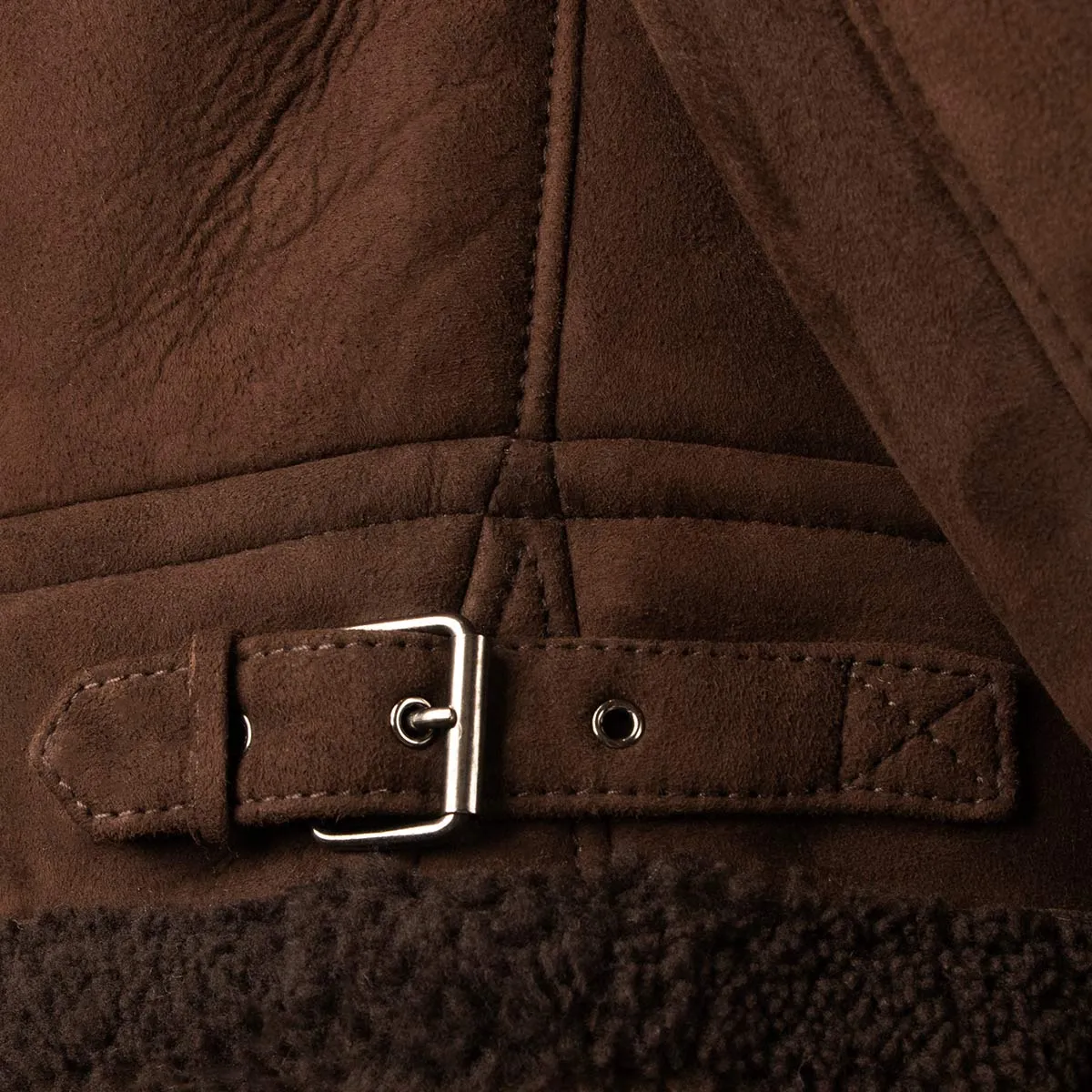 Brown Suede Shearling-lined Bomber Jacket