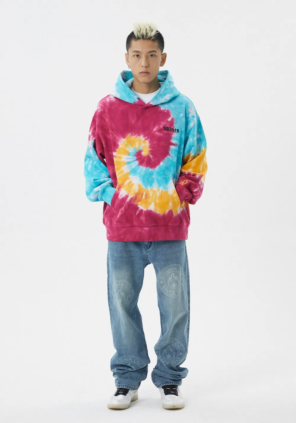 BURNIN* Flame Swirl Hooded Sweatshirt Jacket Hoodie