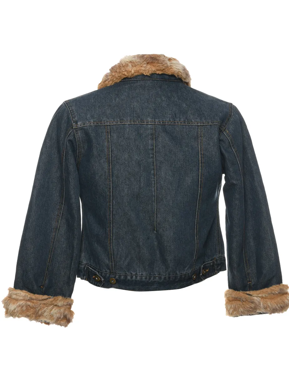 Button Front Y2K Denim Jacket - M