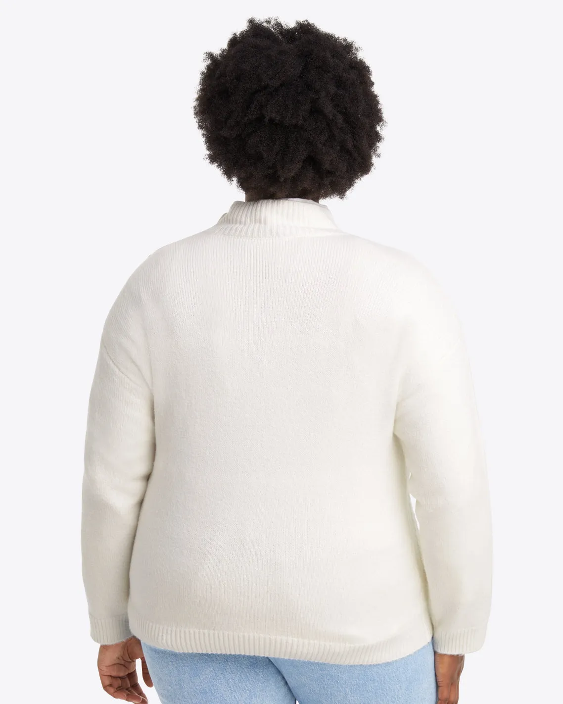 Cableknit Turtleneck Sweater in Magnolia White