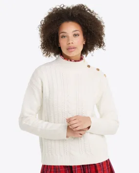 Cableknit Turtleneck Sweater in Magnolia White