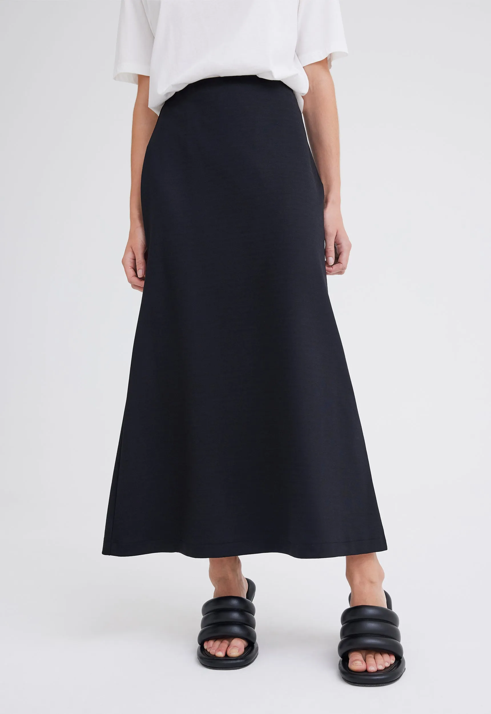 Canon Wool Midi Skirt - Black