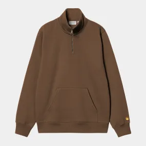 Carhartt WIP - Chase Neck Zip Sweatshirt - Chocolate / Gold