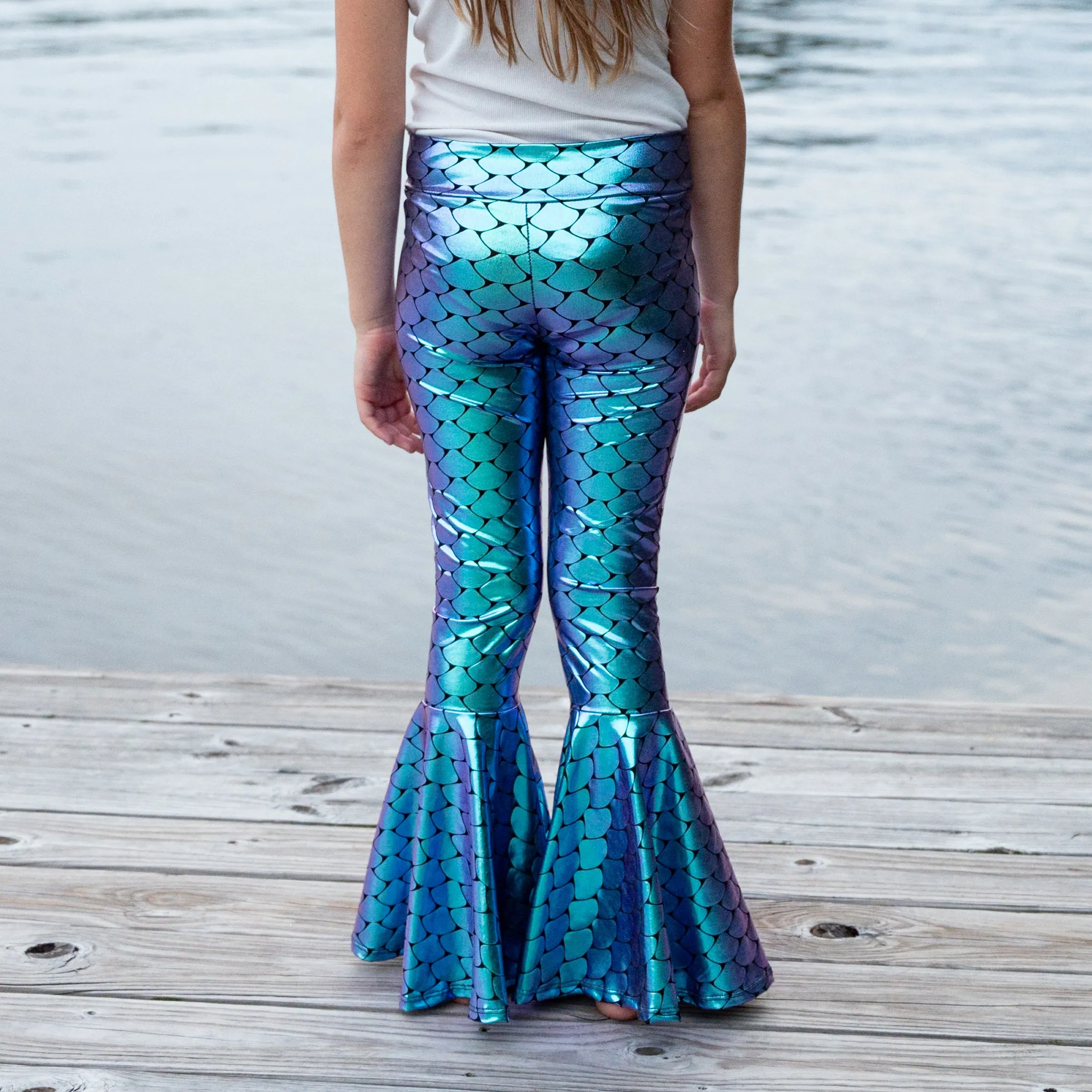 Children's Holographic Mermaid Scales Bell Bottoms