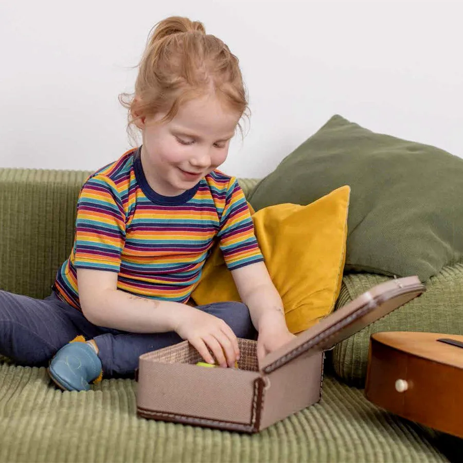 Child's Merino/Silk T-Shirt - Retro Rainbow Stripes (1-16y)