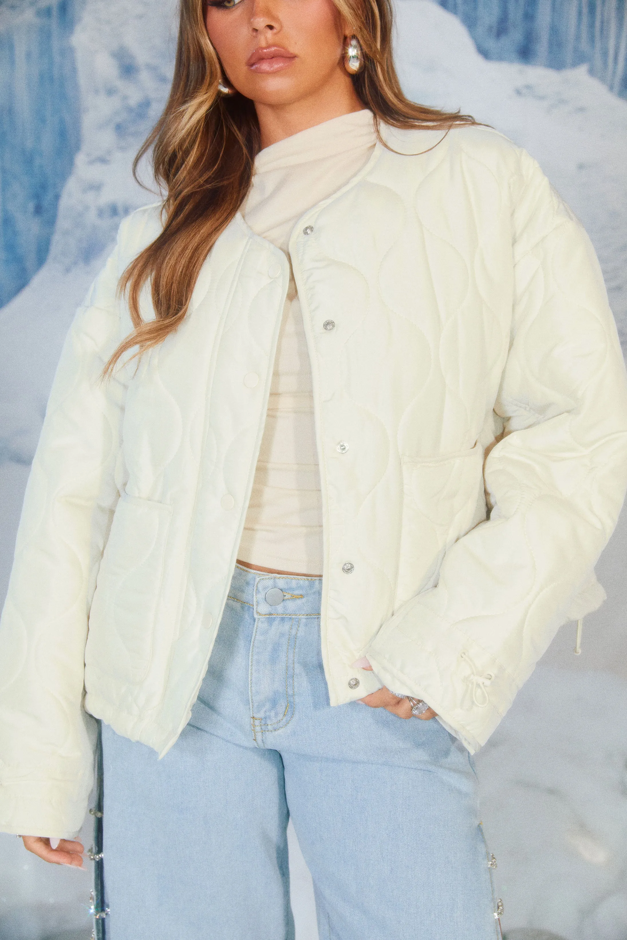 Chilly Nights Quilted Puffer Jacket - Cream