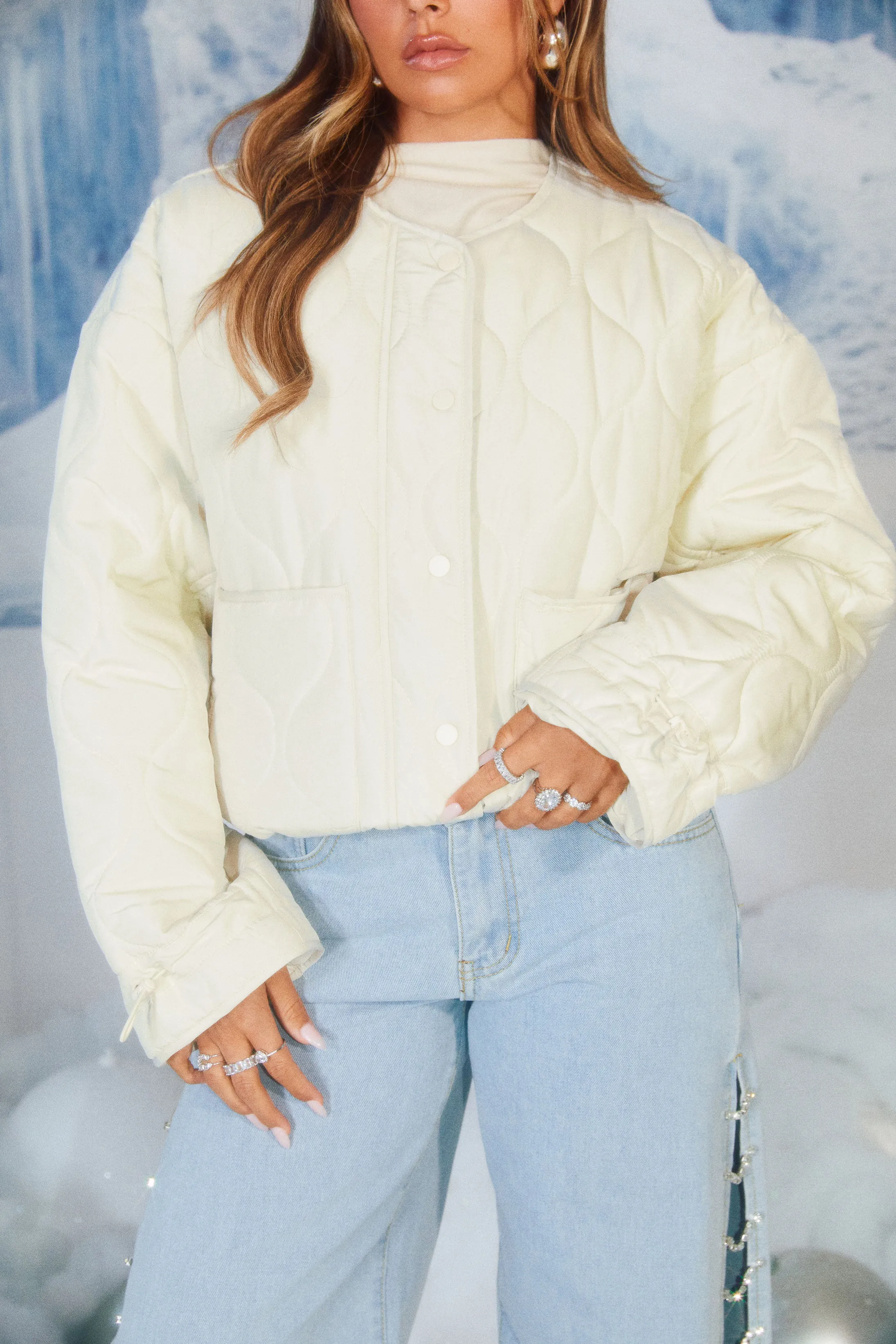 Chilly Nights Quilted Puffer Jacket - Cream