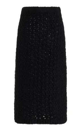 Collin Knit Midi Skirt in Black Welfat Cashmere