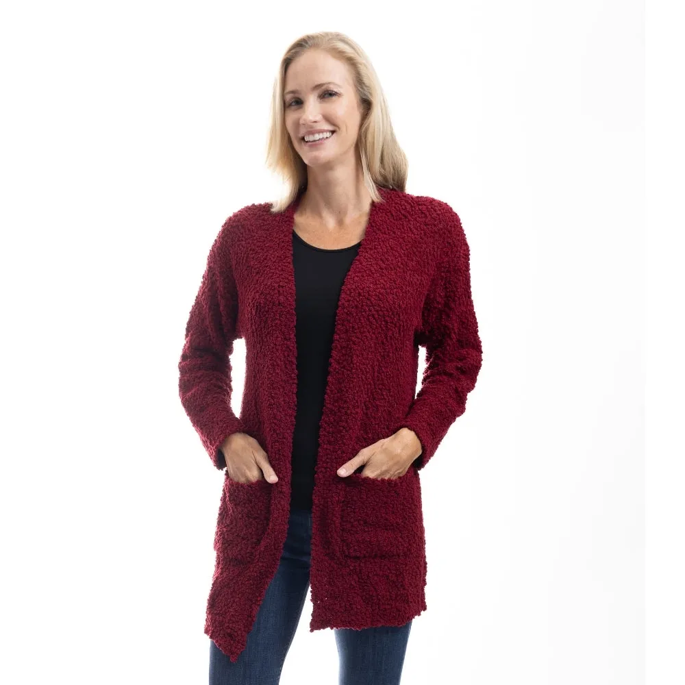 CozyLux Chenille Open Front Cardigan