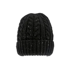 Dents Cable Knit Beanie Hat with Marl Yarn Black 1-4087