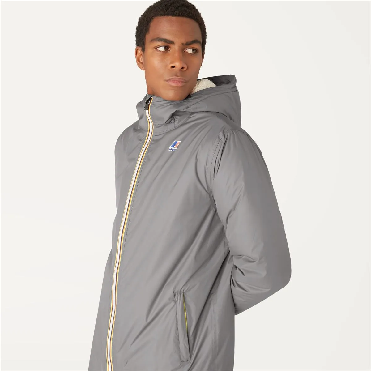 Eiffel Orsetto - Unisex Sherpa Lined Waterproof Rain Jacket in Grey Smoked