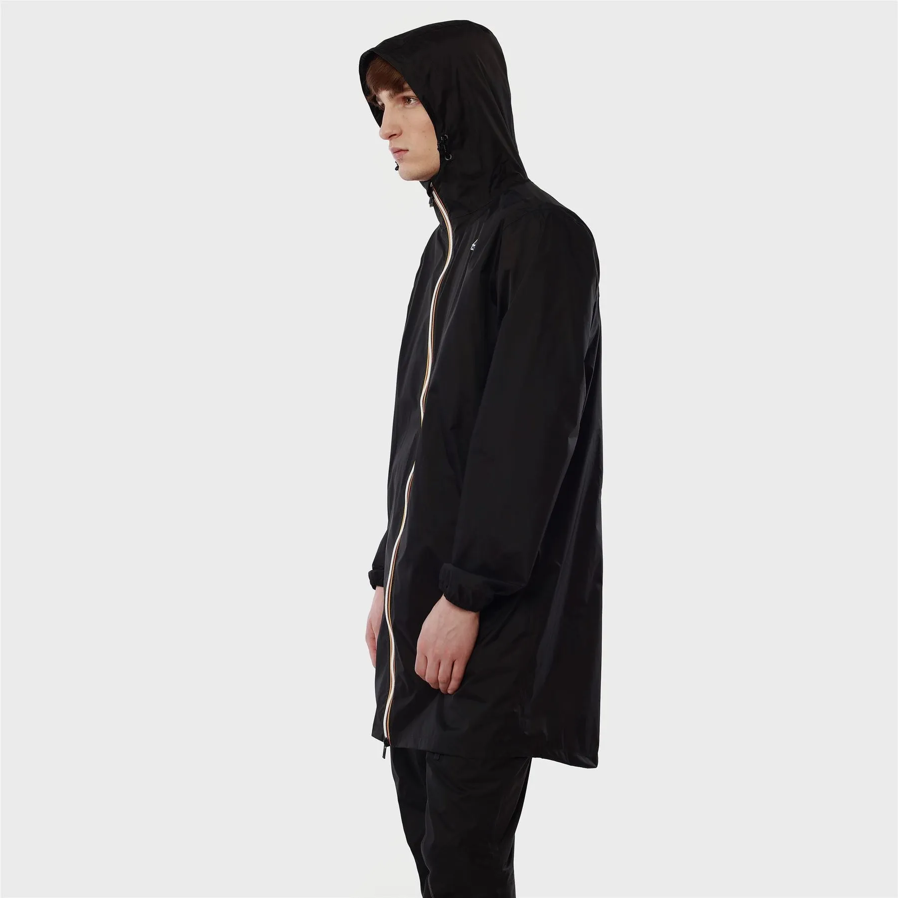 Eiffel - Unisex Waterproof Packable Long Rain Jacket in Black