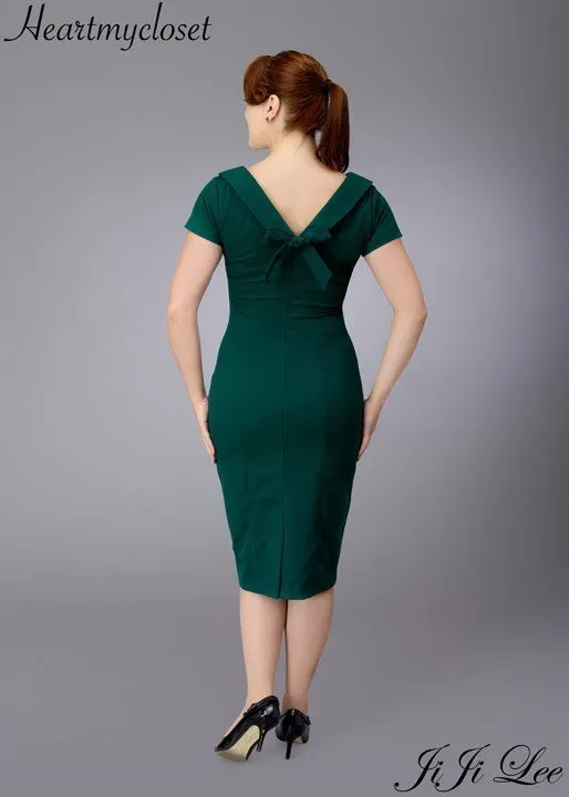 Elise - retro vintage pencil dress bow back