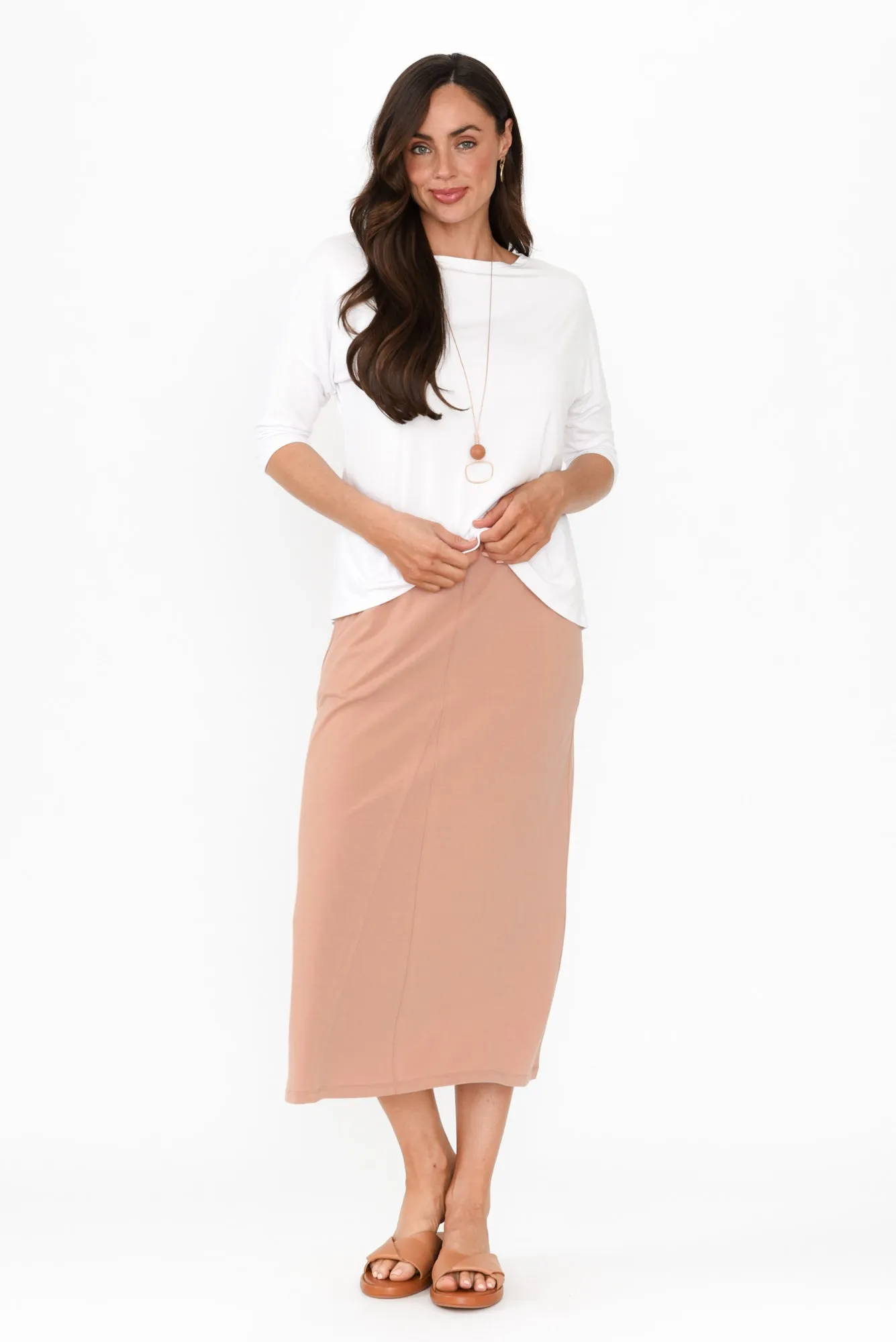 Etta Beige Cotton Pocket Skirt