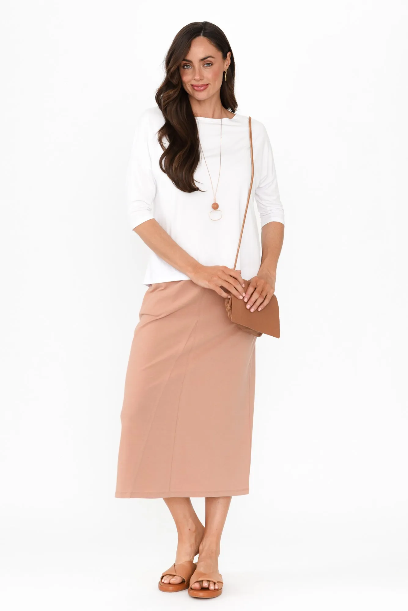 Etta Beige Cotton Pocket Skirt