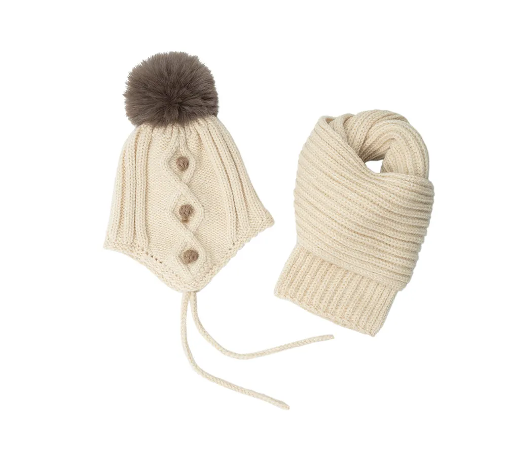 EVERAU® Kids Pom Pom Beanie and Scarf Gift Set Snell