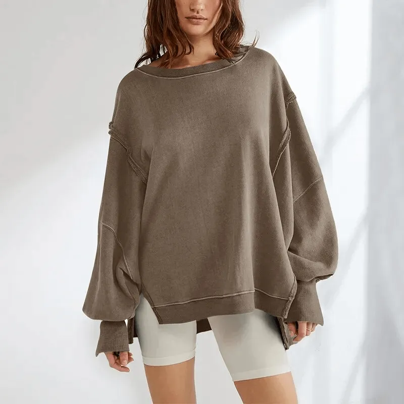 Fashionable Women's Oversize Sweatshirt with Reversible Seam - SF1575