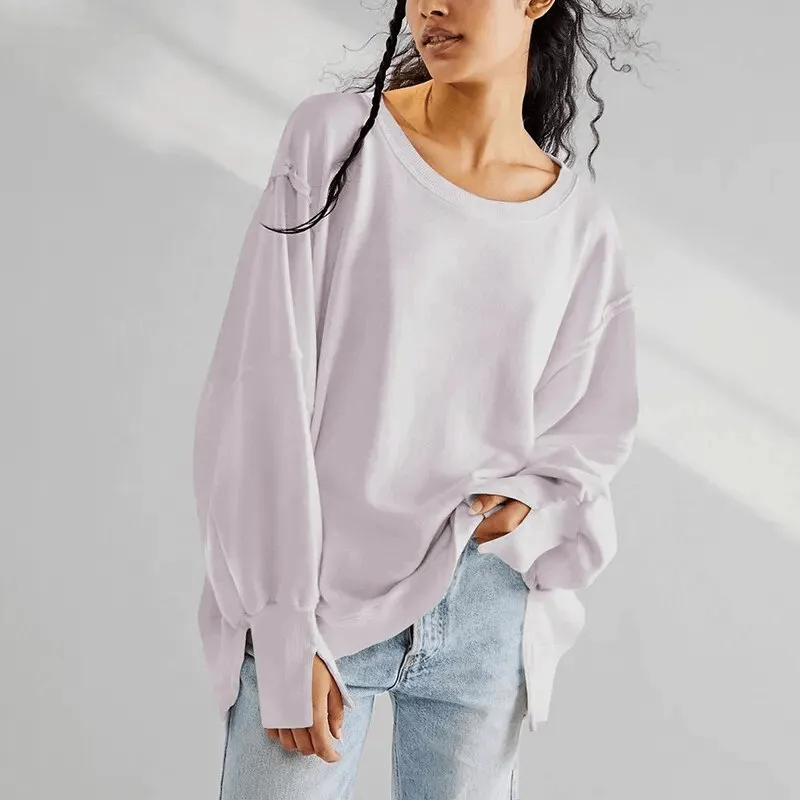 Fashionable Women's Oversize Sweatshirt with Reversible Seam - SF1575