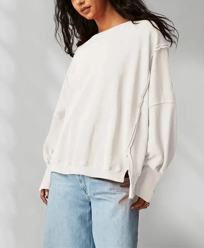 Fashionable Women's Oversize Sweatshirt with Reversible Seam - SF1575