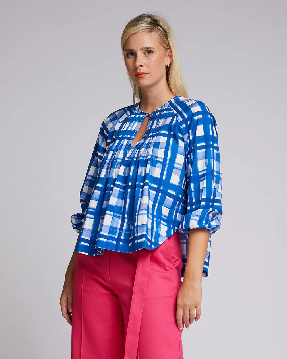 Frances Top - Brushstroke Check