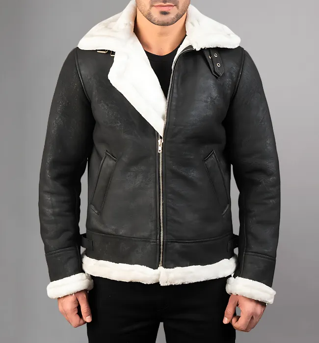 Francis B-3 Black Leather Bomber Jacket