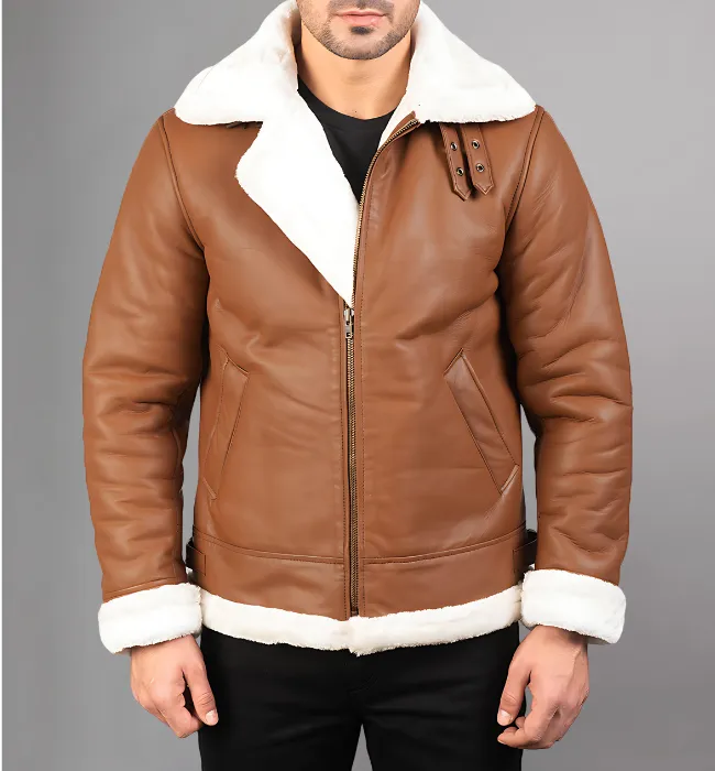 Francis B-3 Black Leather Bomber Jacket